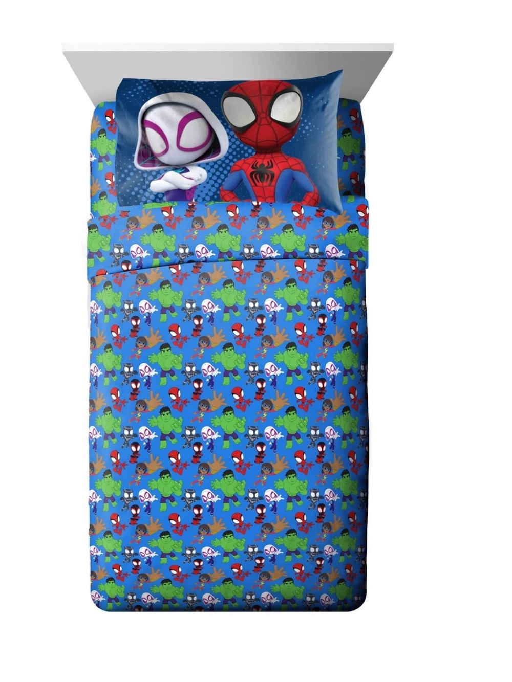 Spider-Man Spidey and His Amazing Friends 4-Piece Blue Marvel Bedding Sets, Full